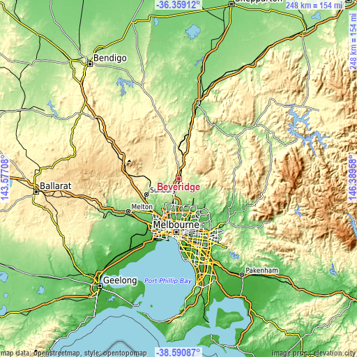 Topographic map of Beveridge