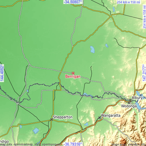 Topographic map of Berrigan