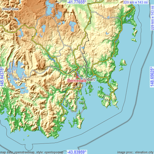 Topographic map of Berriedale