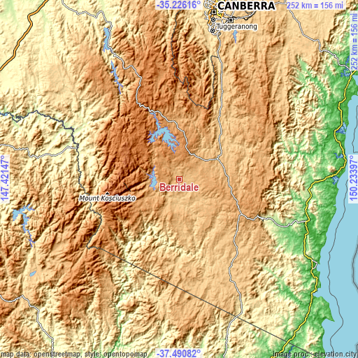 Topographic map of Berridale