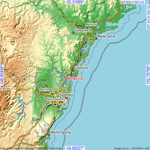 Topographic map of Bensville