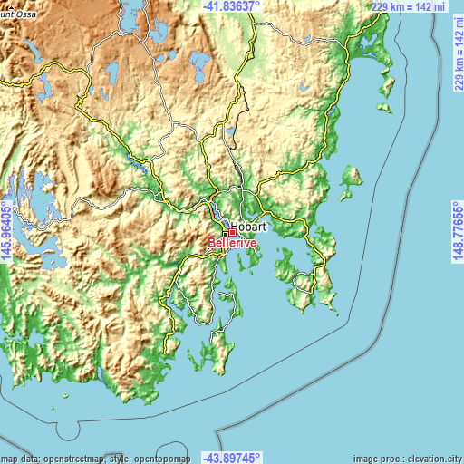 Topographic map of Bellerive
