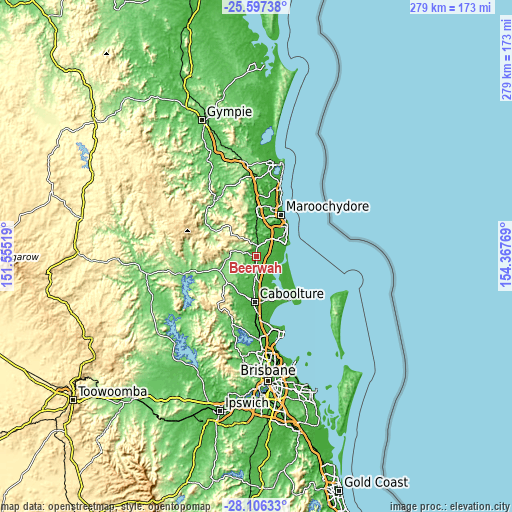 Topographic map of Beerwah