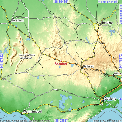 Topographic map of Beaufort