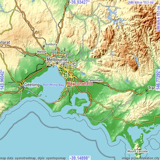 Topographic map of Beaconsfield