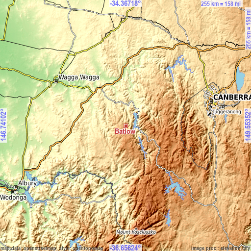 Topographic map of Batlow