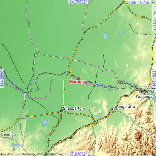 Topographic map of Barooga