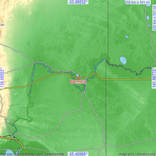 Topographic map of Barmera