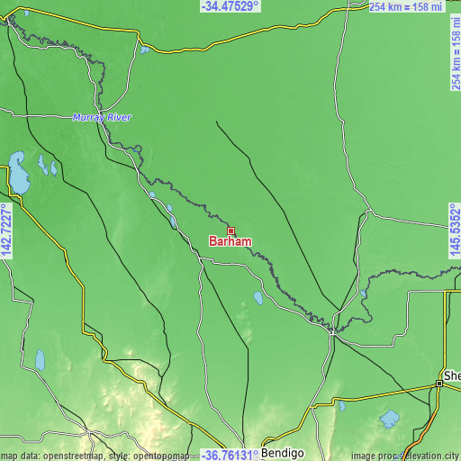 Topographic map of Barham