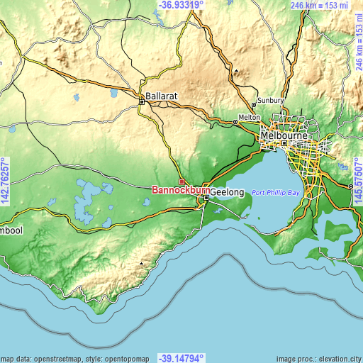 Topographic map of Bannockburn