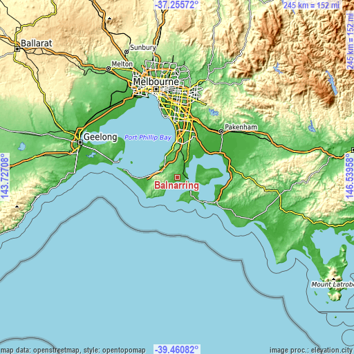 Topographic map of Balnarring