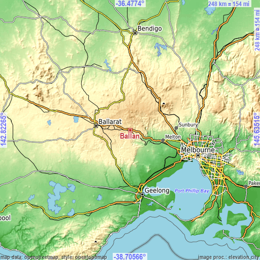 Topographic map of Ballan