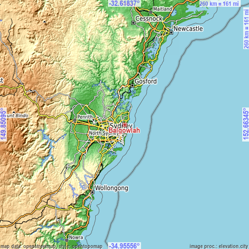 Topographic map of Balgowlah