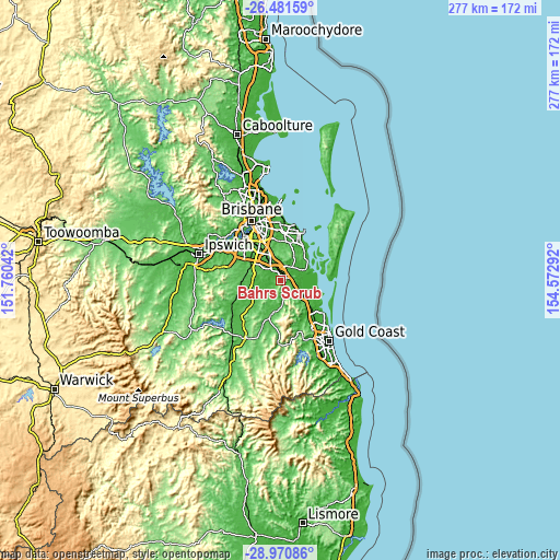 Topographic map of Bahrs Scrub