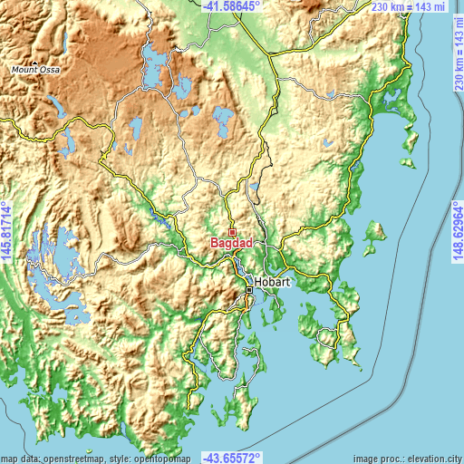 Topographic map of Bagdad