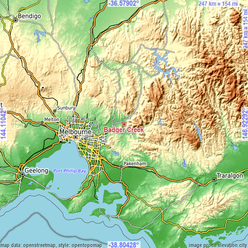 Topographic map of Badger Creek