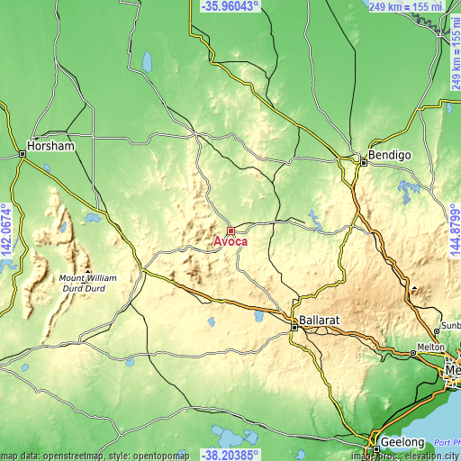 Topographic map of Avoca