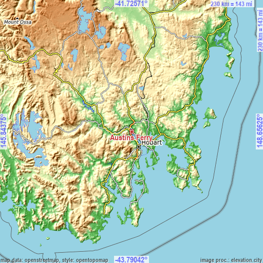 Topographic map of Austins Ferry