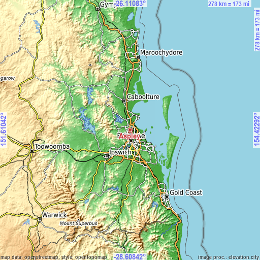 Topographic map of Aspley