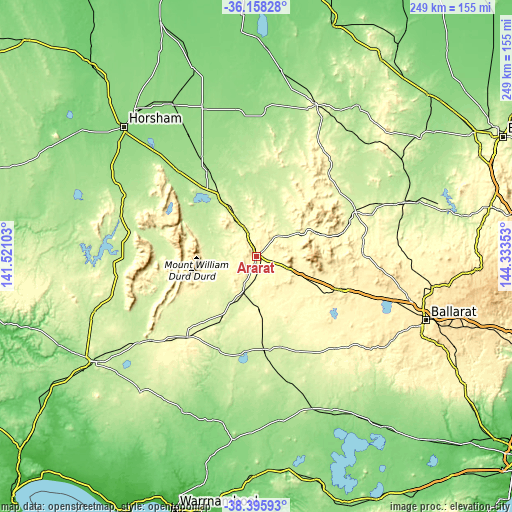 Topographic map of Ararat