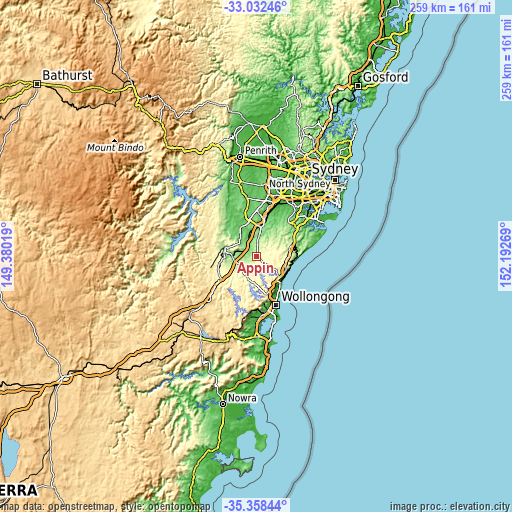 Topographic map of Appin