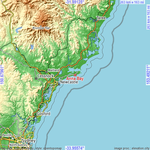 Topographic map of Anna Bay