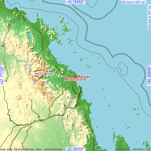 Topographic map of Andergrove