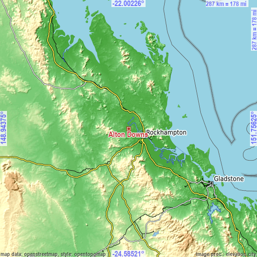 Topographic map of Alton Downs