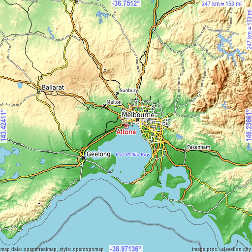 Topographic map of Altona
