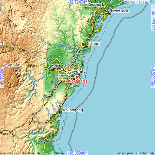 Topographic map of Alexandria