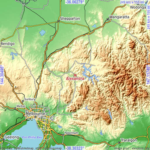 Topographic map of Alexandra