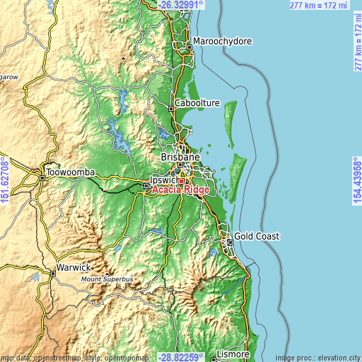 Topographic map of Acacia Ridge