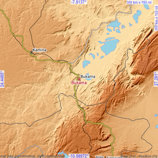 Topographic map of Bukama