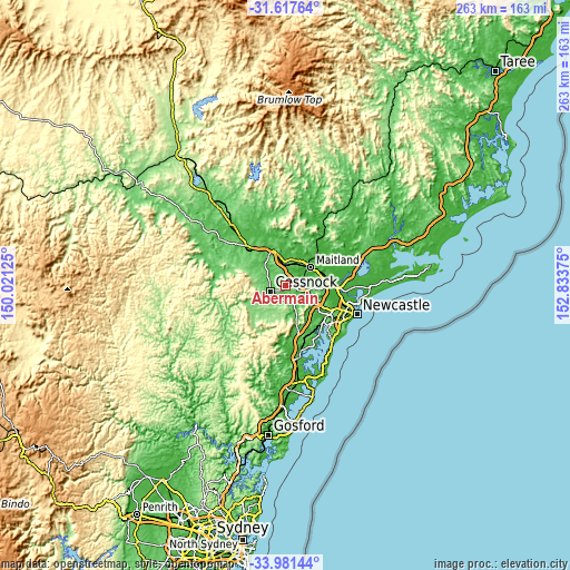 Topographic map of Abermain