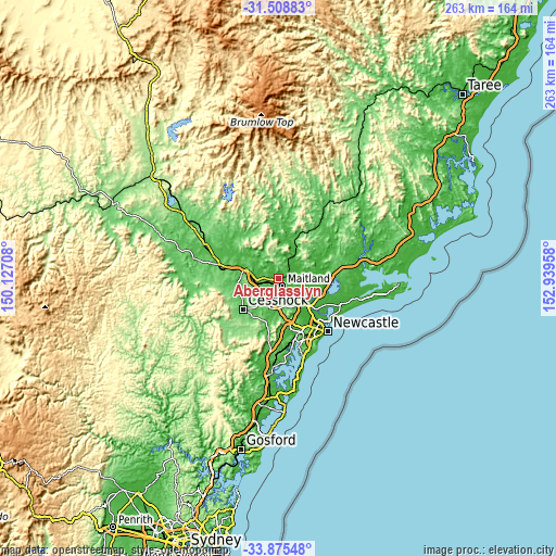 Topographic map of Aberglasslyn