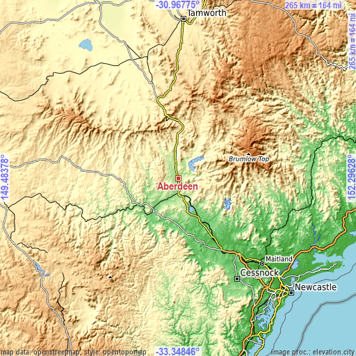 Topographic map of Aberdeen