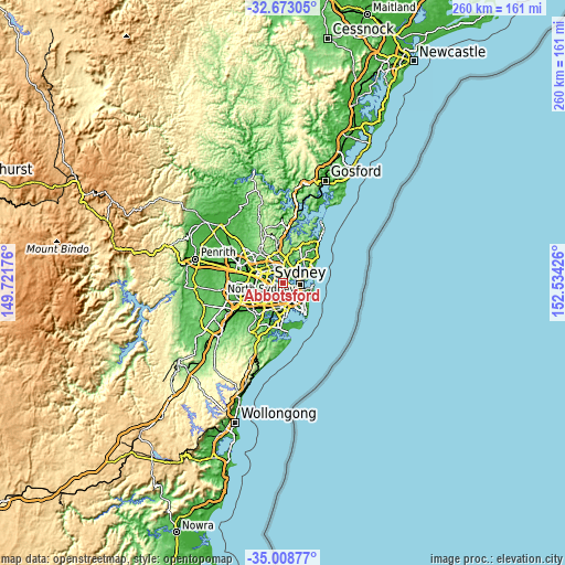 Topographic map of Abbotsford