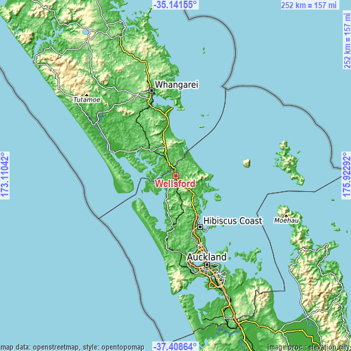 Topographic map of Wellsford