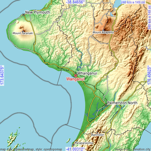 Topographic map of Wanganui