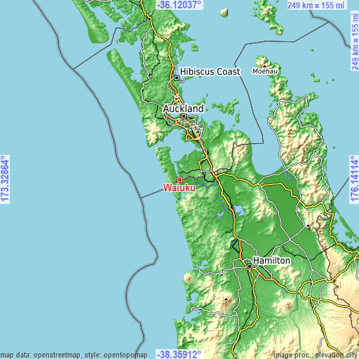 Topographic map of Waiuku