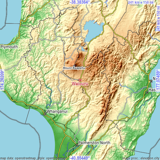 Topographic map of Waiouru