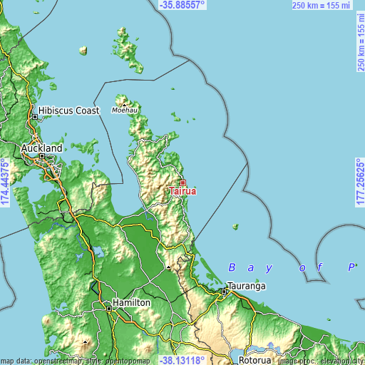 Topographic map of Tairua