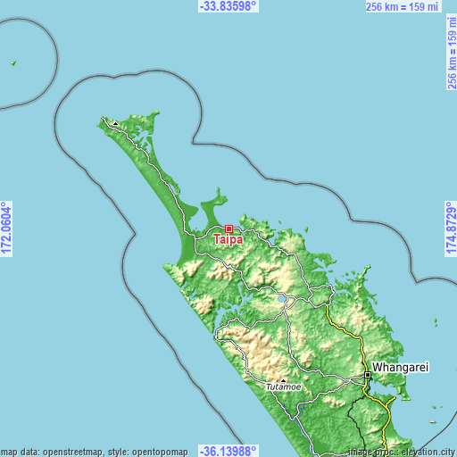 Topographic map of Taipa