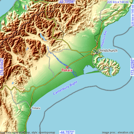 Topographic map of Rakaia