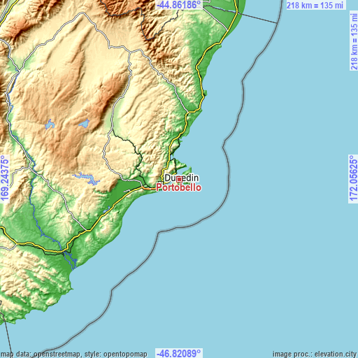 Topographic map of Portobello