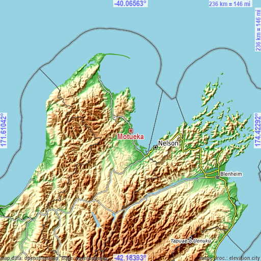 Topographic map of Motueka