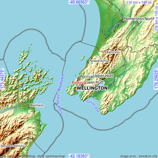 Topographic map of Porirua