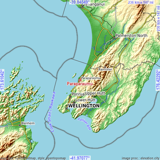 Topographic map of Paraparaumu