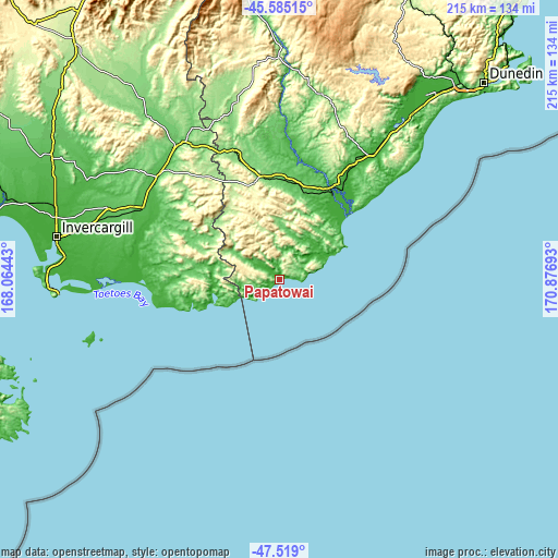 Topographic map of Papatowai