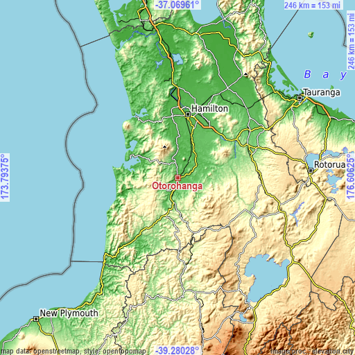 Topographic map of Otorohanga